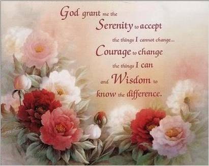 The serenity prayer written over flowers