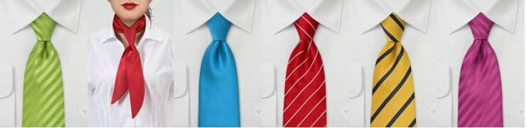 Woman in a tie among men in ties