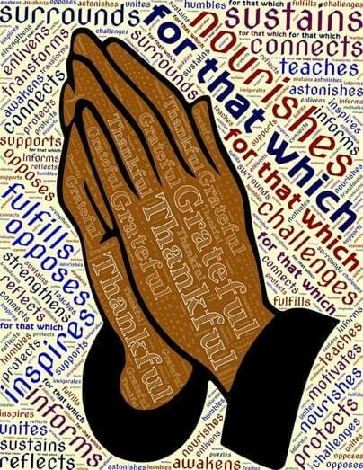 Blessings written over hands held in prayer