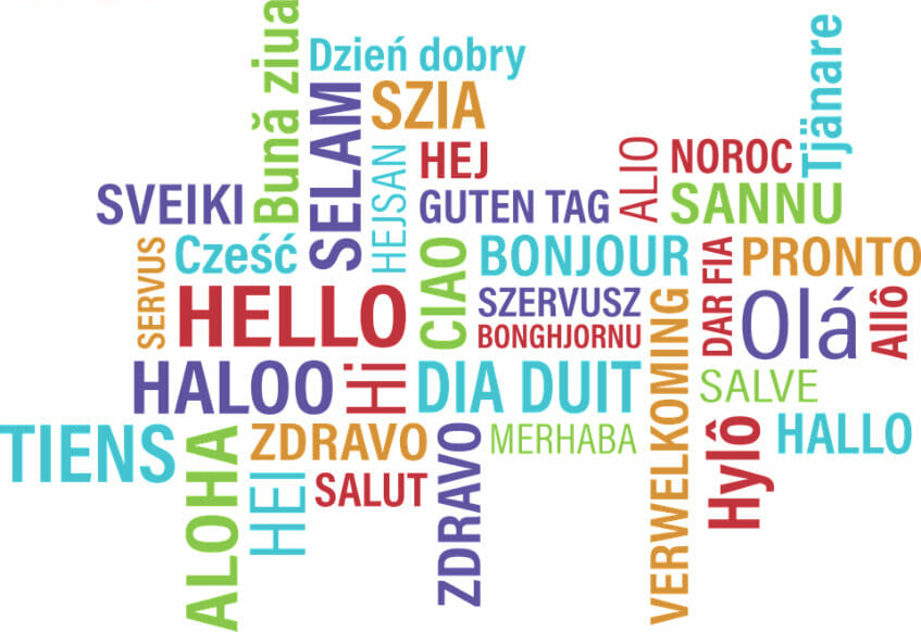 The word Hello in multiple languages