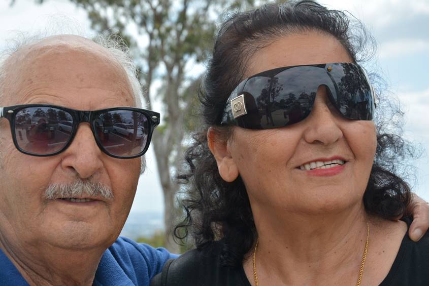 Old couple in sunglasses