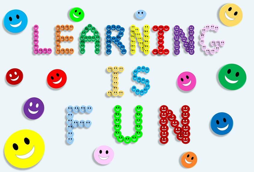 Learning is Fun written with smilies