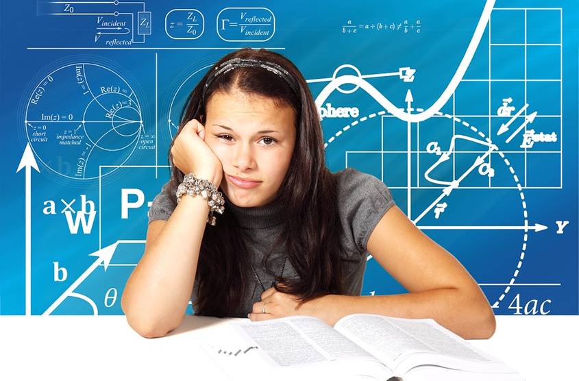 Teenage girl doing boring math