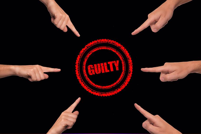 Fingers pointing at the word Guilty