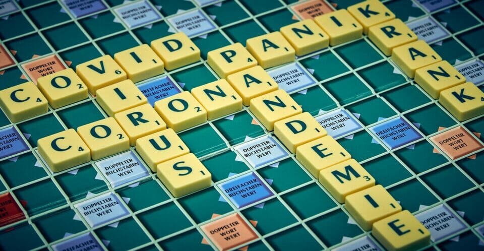 A game of Scrabble with COVID-19 pandemic words