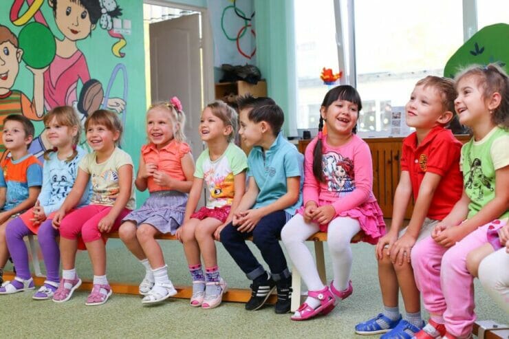 Happy kids in Kindergarten class