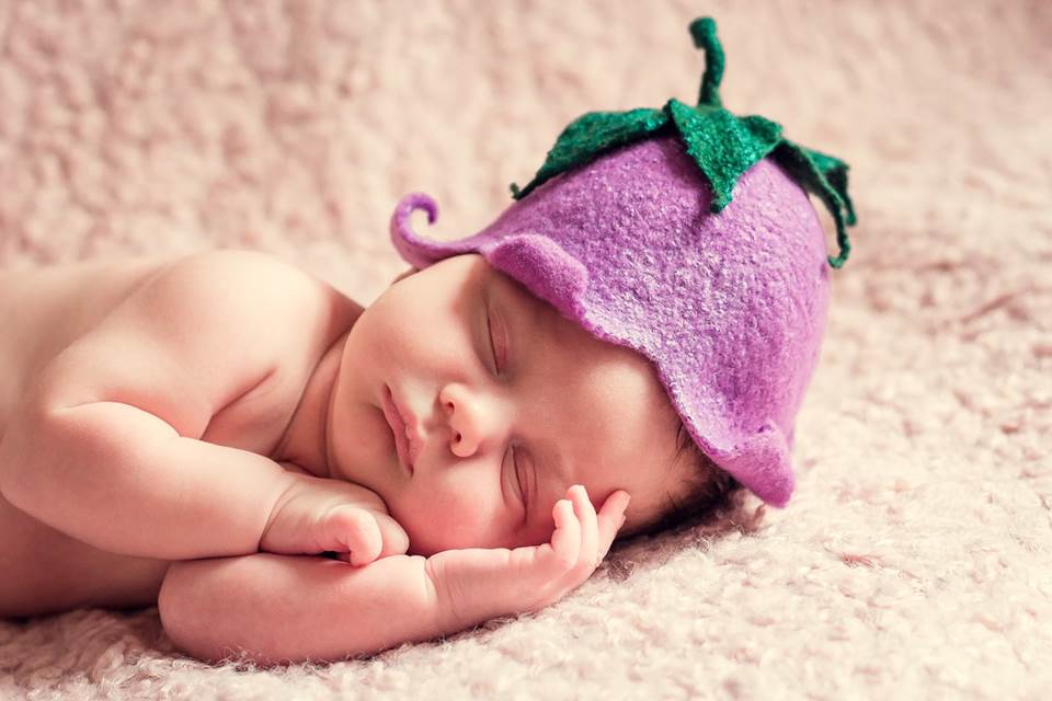 Sleeping baby with cute hat