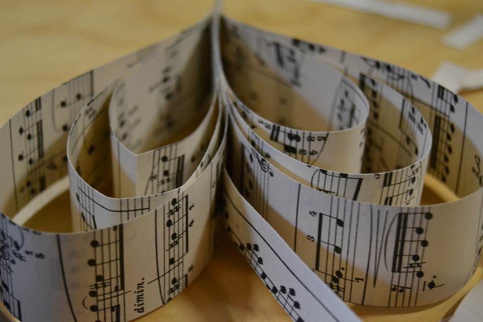 Music sheets in the shape of a heart