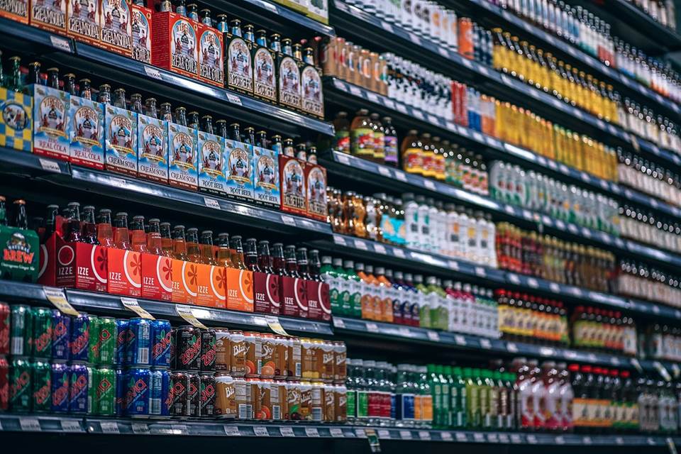 Soft drink aisle at a supermarket. Avoid to save money