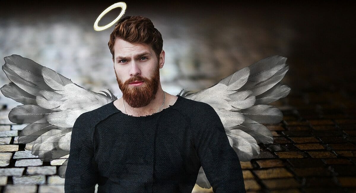 Guardian angel - man with halo and wings