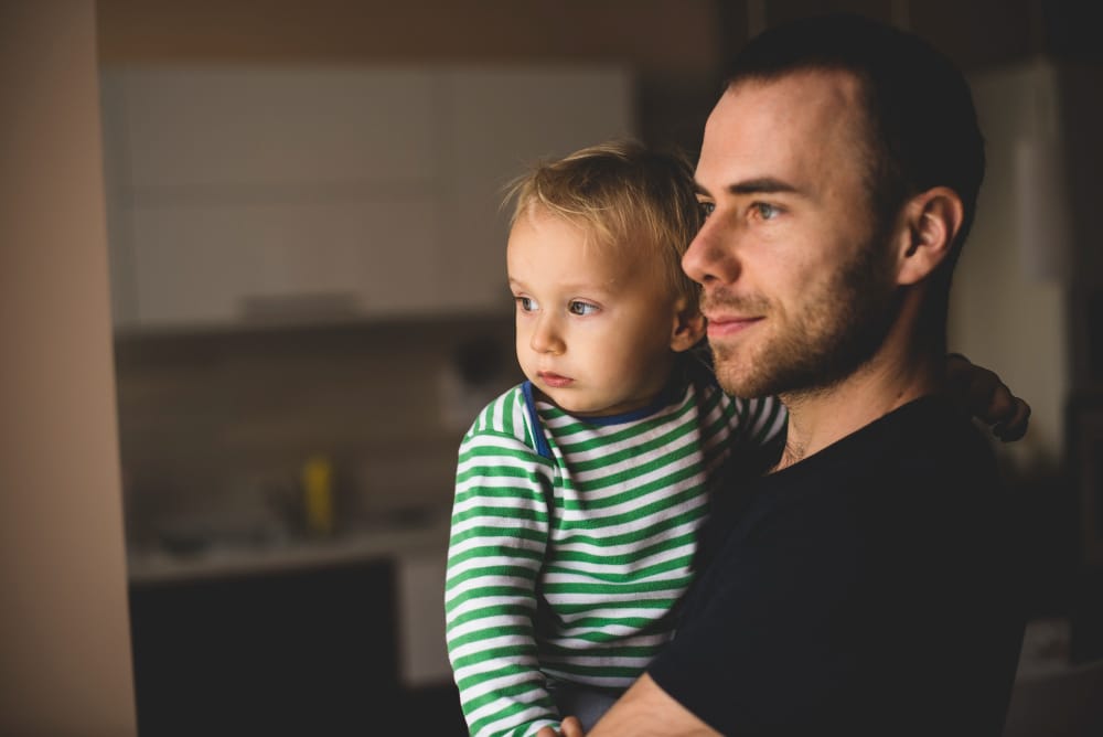 Father and son practising silence and emotional intelligence together