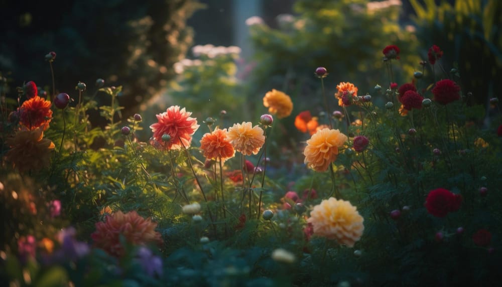 Fear of silence psychology: flowers in a quiet, empty garden