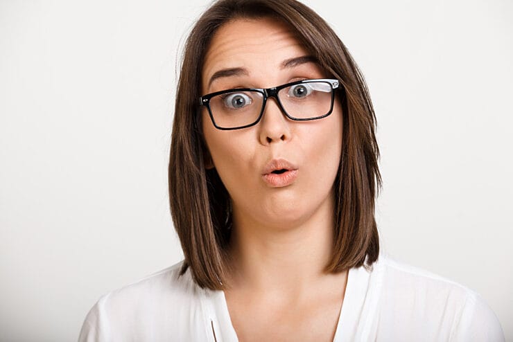 Woman with a sarcastic expression on her face