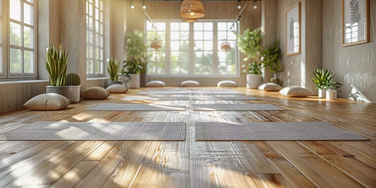 Peaceful meditation area at a silence retreat in nature