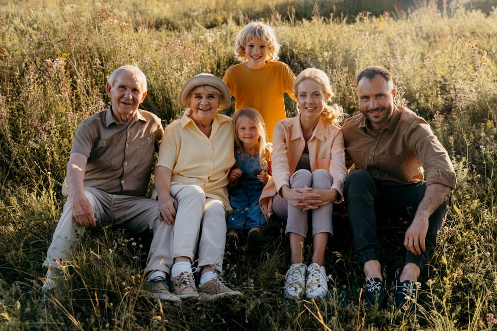 Grandparents, parents and kids
